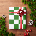 Retro Chequerboard Chequered Board Green Christmas Wrapping Paper<br><div class="desc">Retro Chequerboard Chequered Board Green Christmas Wrapping Paper!</div>