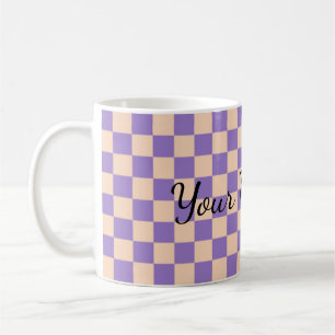Retro Chequerboard Cute Lavender Coffee Mug