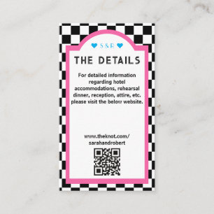 Retro Chequerboard Pink Blue Black & White Details Enclosure Card