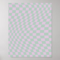 Retro Chequerboard Sage Green Purple Check Pattern