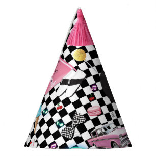 Retro Chequered 50's Fifties Theme Birthday Party Hat