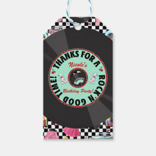 Retro Chequered 50's Fifties Theme Party Favour Gift Tags
