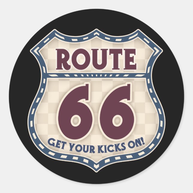 Retro Chequered 66 Classic Round Sticker (Front)