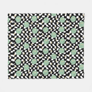 Retro Chequered and Lightening Bolts Fleece Blanket