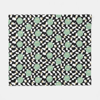 Retro Chequered and Lightening Bolts Fleece Blanket