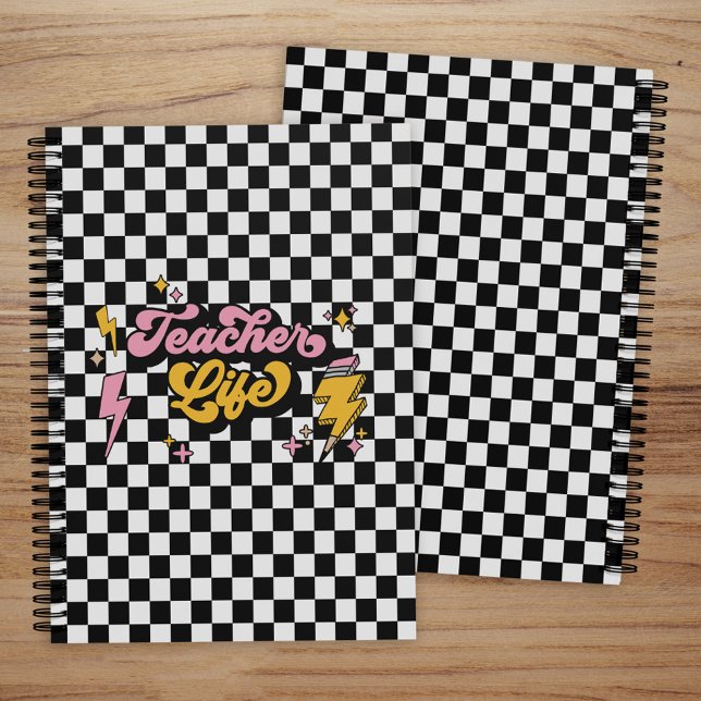 Retro Chequered Black and White Teacher Life Planner (Creator Uploaded)