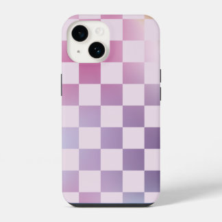 Retro Chequered Chequered Gradient Purple Pattern iPhone 14 Case