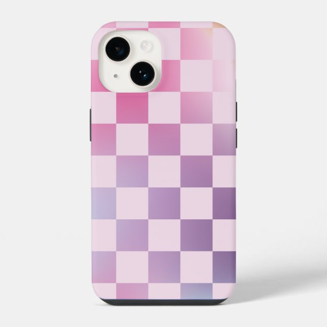 Retro Chequered Chequered Gradient Purple Pattern iPhone Case (Back)