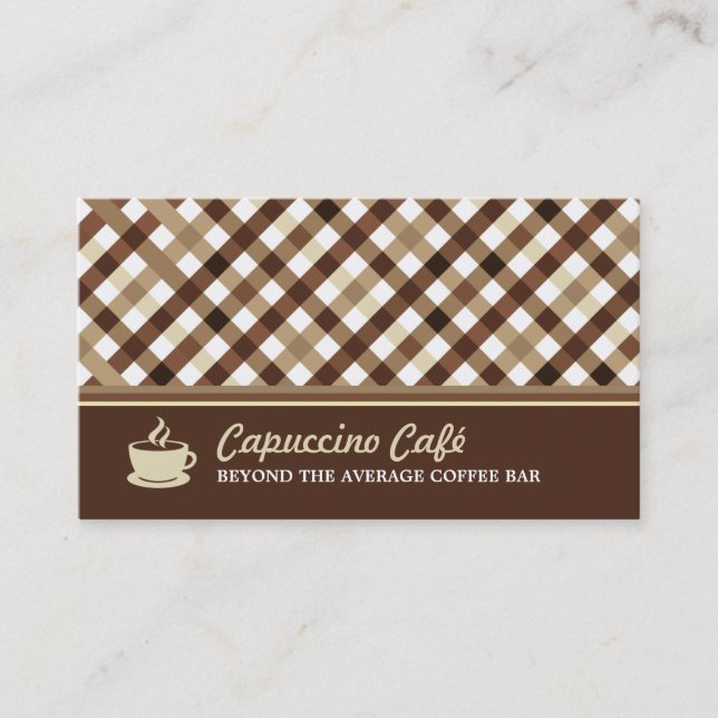 Retro Chequered Coffee Bar Business Card (Front)
