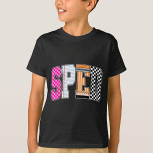 Retro Chequered Funny Sped Back To School T-Shirt