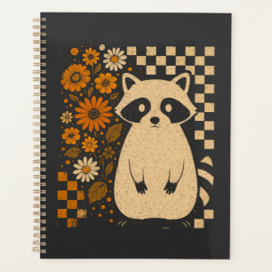 Retro Chequered Halloween Raccoon Planner