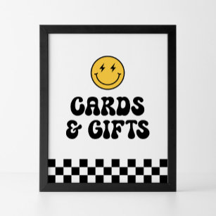 Retro Chequered Happy Face Birthday Cards and Gift Poster