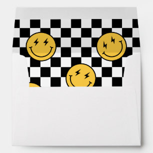 Retro Chequered Happy Face Birthday Envelope