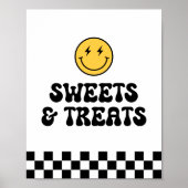 Retro Chequered Happy Face Sweets and Treats Poster (Front)