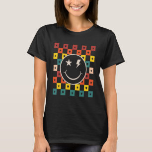 Retro Chequered Happy Smiling Face  1 T-Shirt