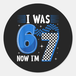Retro Chequered I was 6 Im 7 Year Old 7th Birthday Classic Round Sticker
