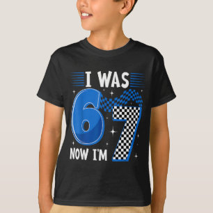 Retro Chequered I was 6 Im 7 Year Old 7th Birthday T-Shirt