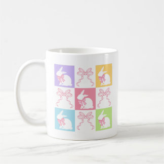 Retro Chequered Pastel Easter Bunny Coquette Coffee Mug