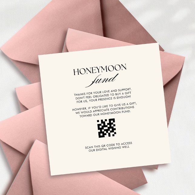 Retro chequered pattern Honeymoon fund QR code  Enclosure Card (Creator Uploaded)