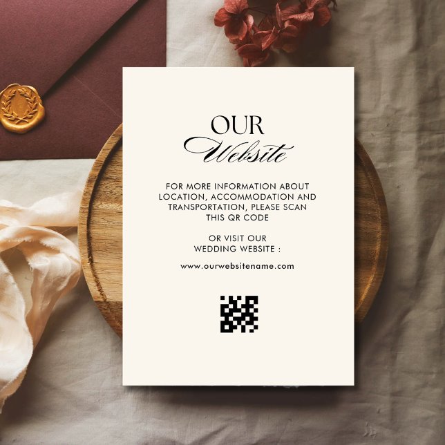 Retro chequered pattern QR code wedding website Enclosure Card (Creator Uploaded)