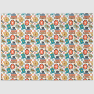 Retro Chequered Vacation Travel Themed  Tissue Paper