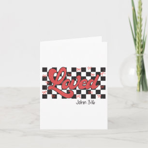 Retro Chequered Varsity Christian Valentines Loved Card