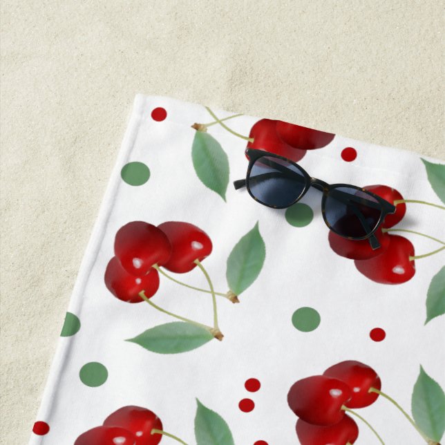 Retro Cherries  Beach Towel (In Situ)