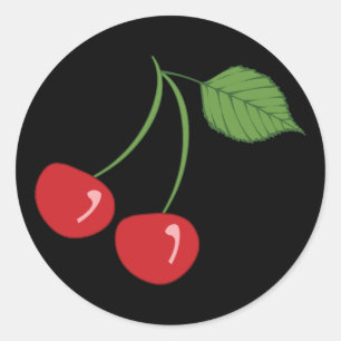 Retro Cherries Classic Round Sticker