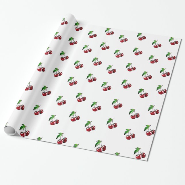 Retro Cherries Gift Wrap (Unrolled)