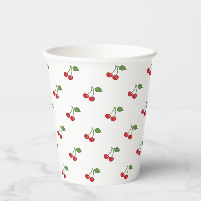Retro Cherries Pattern Paper Cup (Front)
