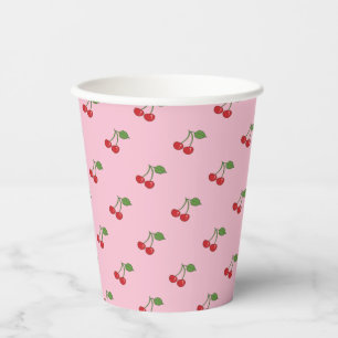 Retro Cherries Pattern Pink Paper Cup