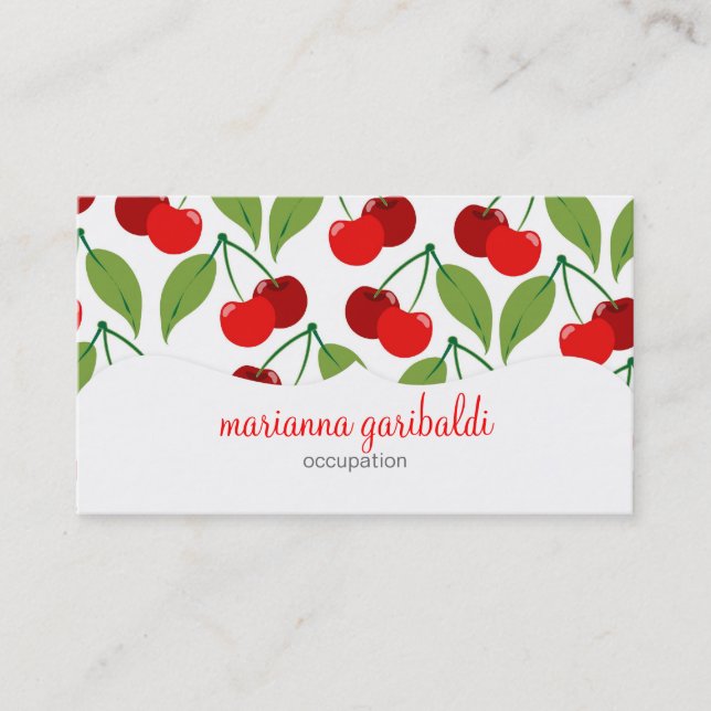 Retro Cherries Profissional Business Card (Front)