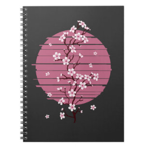 Retro Cherry Blossom Japanese Sakura Tree Notebook