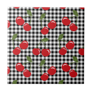 Retro Cherry Gingham Tile
