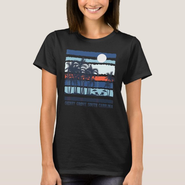 Retro Cherry Grove South Carolina Summer 80s Beach T-Shirt (Front)