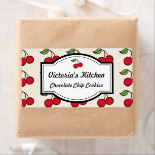 Retro Cherry Personalized Kitchen Gift Tag Labels