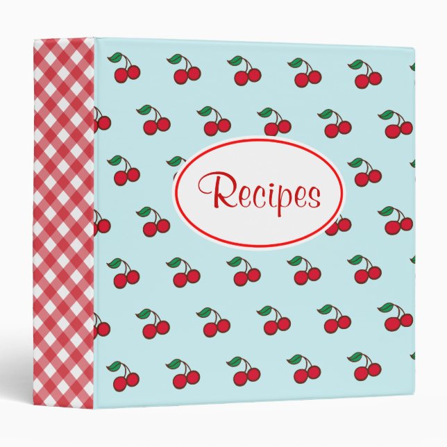 Retro Cherry Recipe Binder Kitchen Gift (Front/Spine)