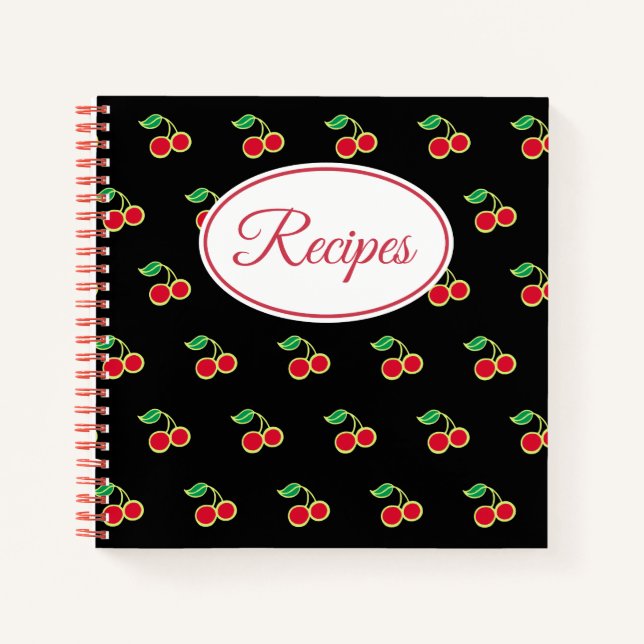 Retro Cherry Recipe Cookbook Notebook Gift (Front)