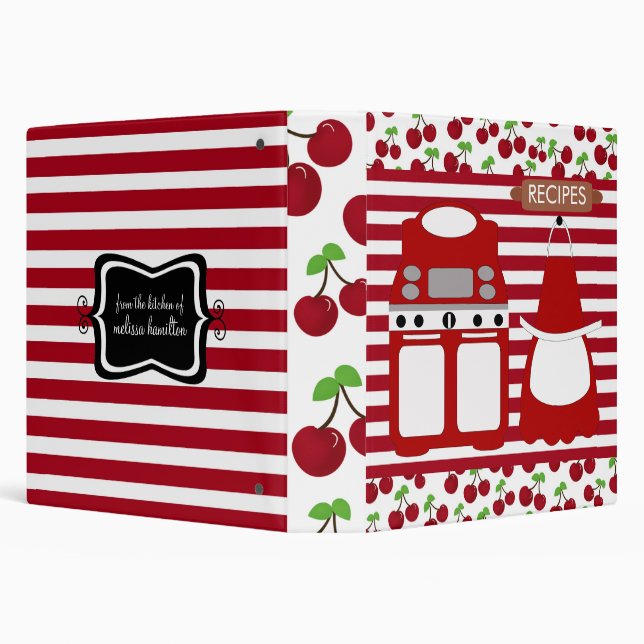 Retro Cherry Striped Recipe Binder (Background)