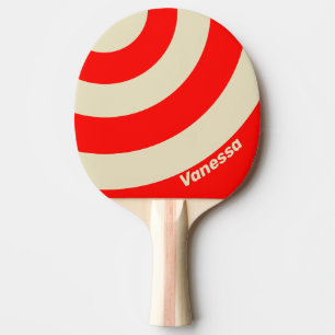 Retro Cherry Three Circle Stripe with Name Ping Pong Paddle