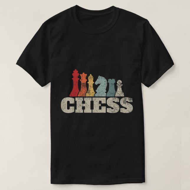 Retro Chess Pieces Design T-Shirt (Design Front)