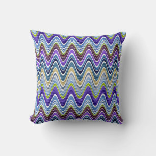 Retro Chevron and Wavy Stripes Pattern Throw Pillow