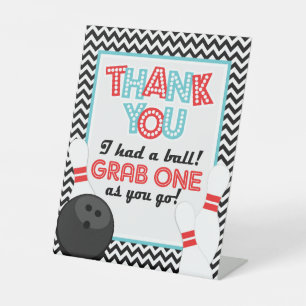Retro Chevron Bowling Party Favour Sign