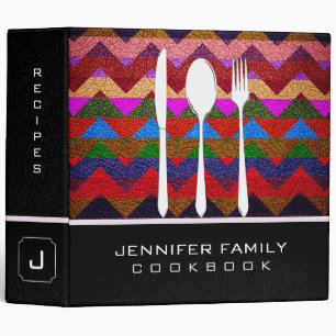Retro Chevron Family Cooking Leather Look #11 Binder