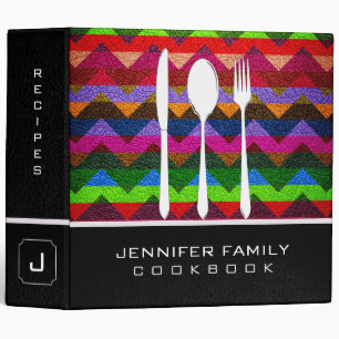 Retro Chevron Family Cooking Leather Look #2 Binder
