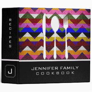 Retro Chevron Family Cooking Leather Look #9 Binder