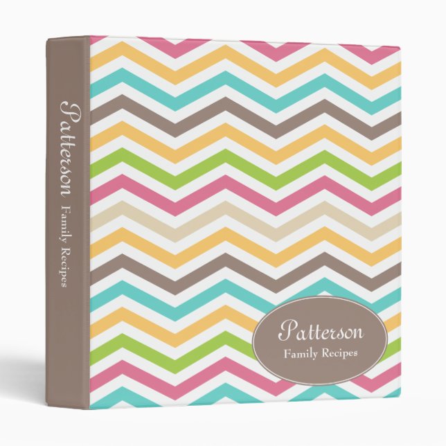 Retro Chevron Family Favourite Recipe Binder (Front/Spine)