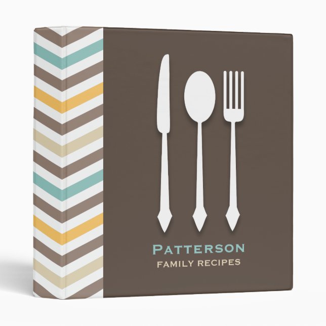 Retro Chevron Family Favourite Recipe Binder (Front/Spine)