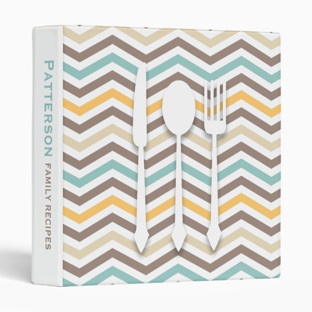 Retro Chevron Family Favourite Recipe Binder (Front/Spine)