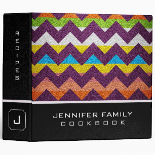 Retro Chevron Family Recipes Leather Look #3 Binder